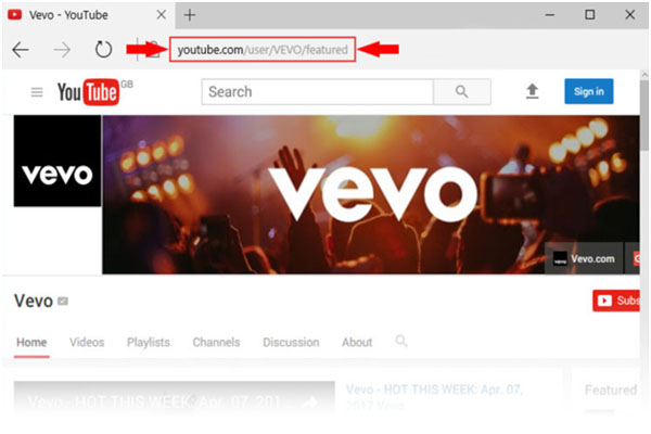 在 YouTube 上查找 Vevo 视频