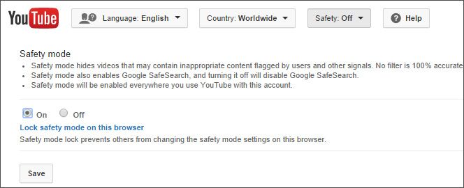 disable safety mode on youtube