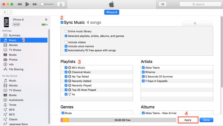 Synchronisieren Sie Songs von iTunes mit dem iPhone