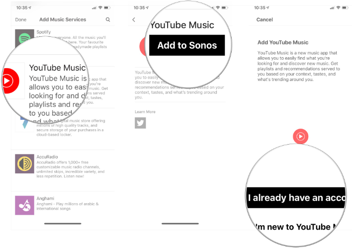 YouTube-Musik zu Sonos hinzufügen