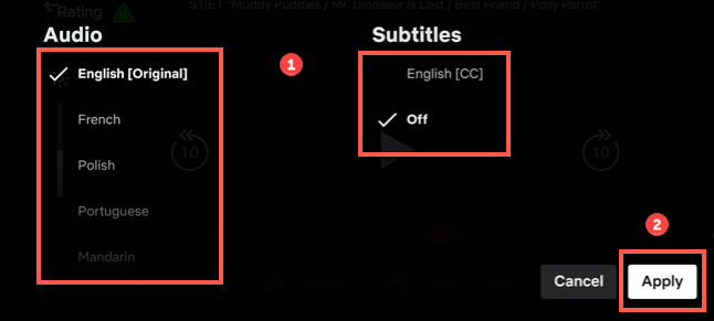 在 Netflix 上更改音頻字幕語言