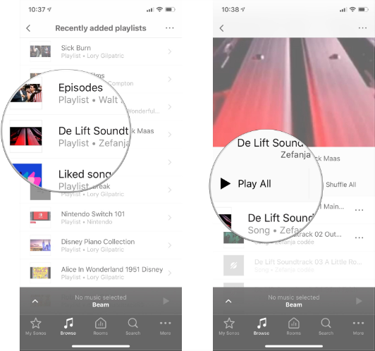 Spielen Sie YouTube-Musik in der Sonos-App ab