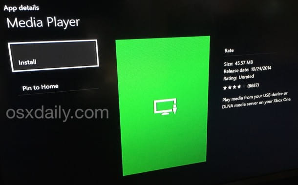 install Media Player app Xbox