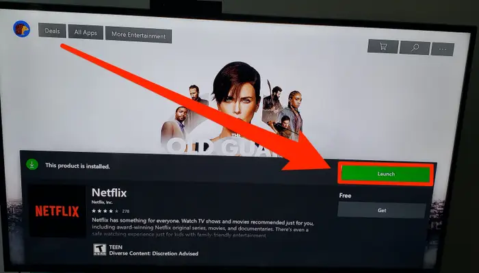launch Netflix app on Xbox