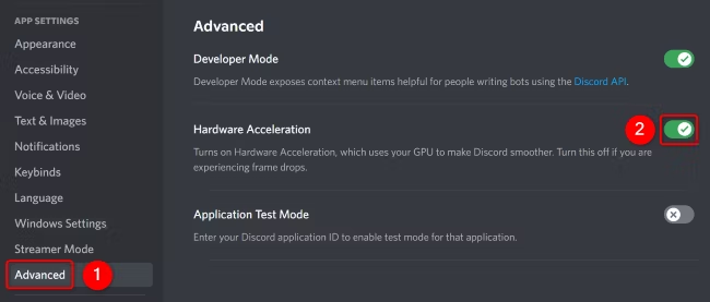 disable hardware acceleration in Discord
